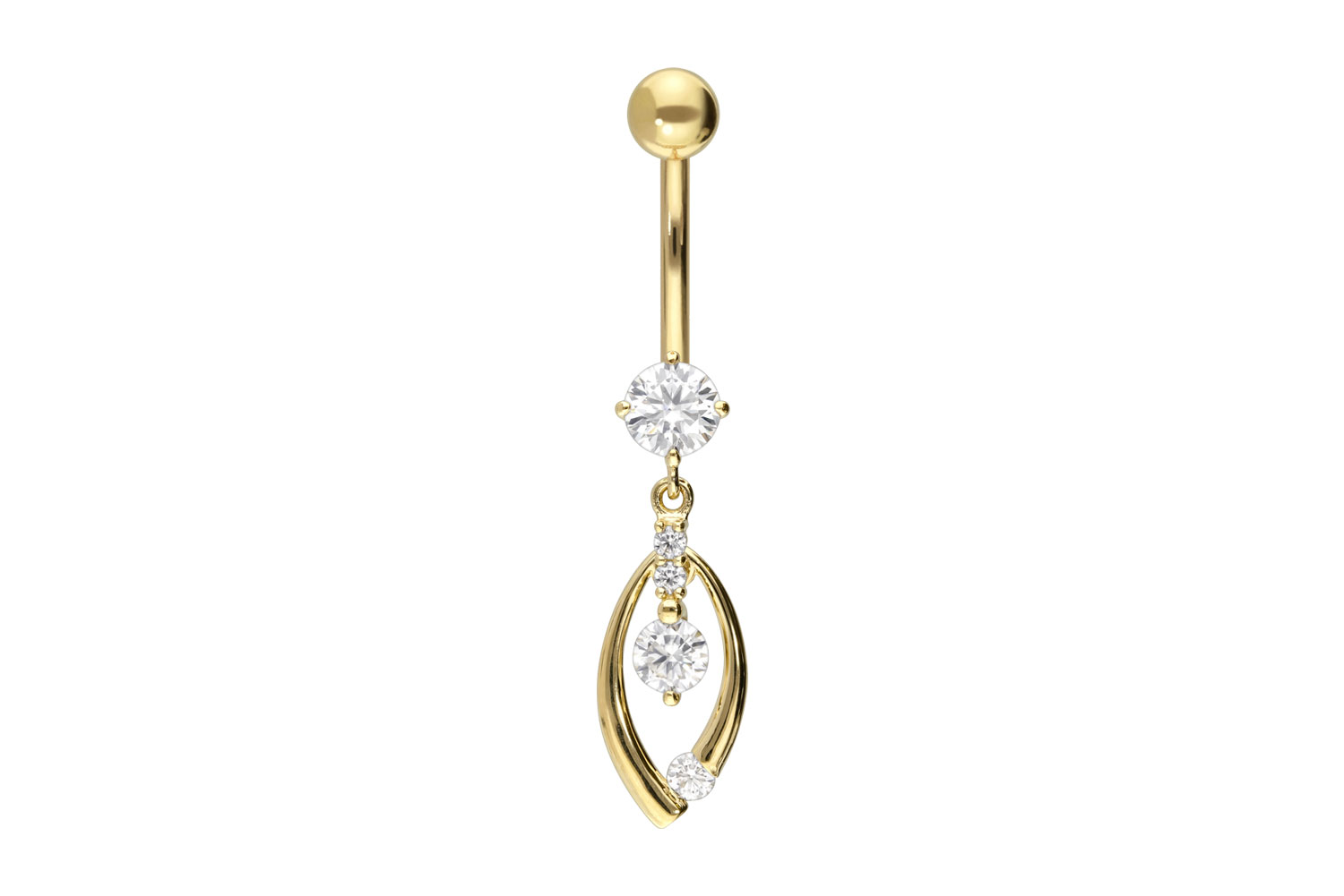 14/18 Karat Gold Bananabell Piercing MOISSANIT-SCHLAUFE
